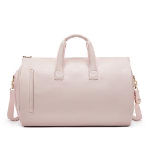 Wholesale PU Foldable Pink Leather Travel Duffle Bag Carry On Garment Bag OEM/ODM from china suppliers