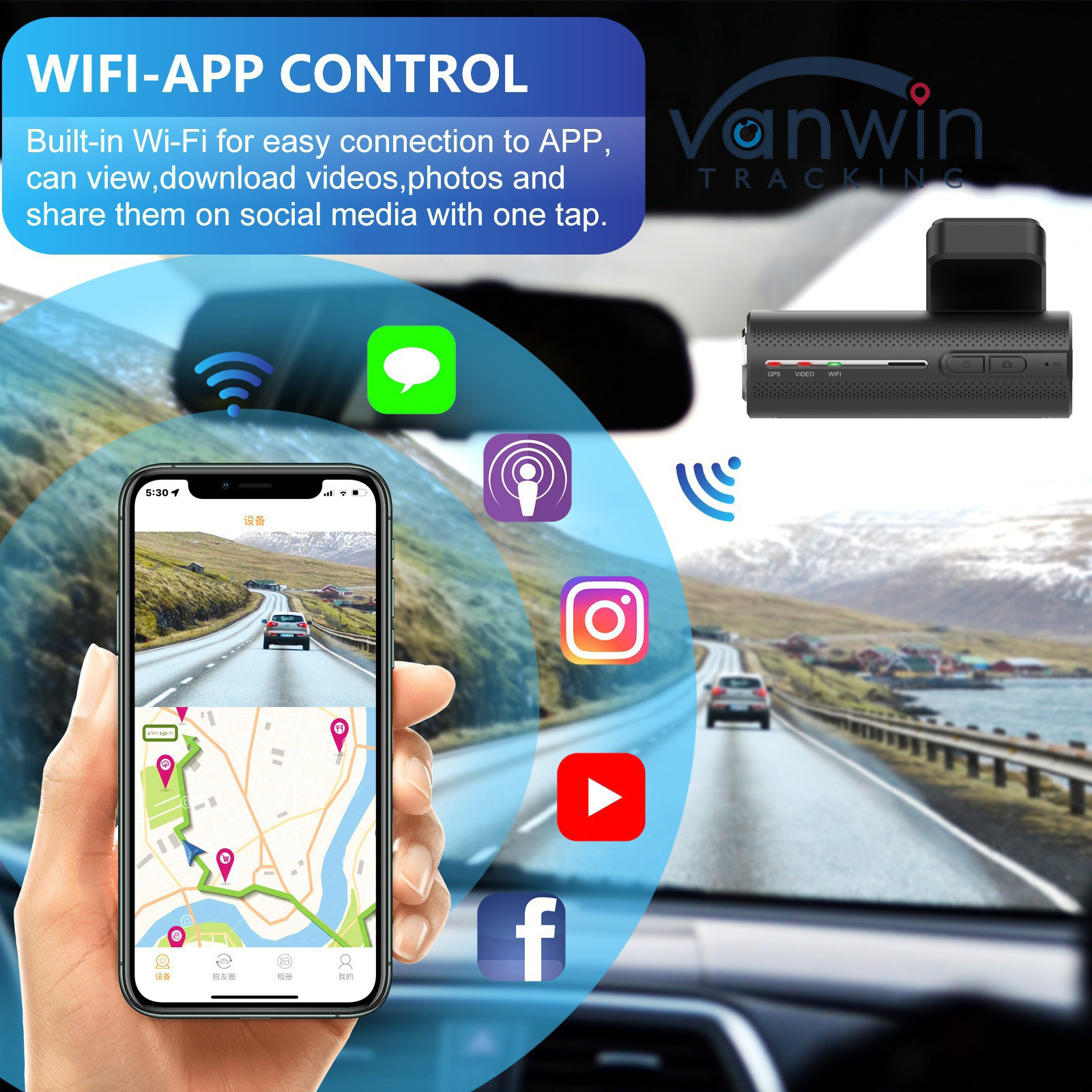 Night Vision High-Definition 4K Driving Recorder Mini Car Camera Supports WiFi And GPS