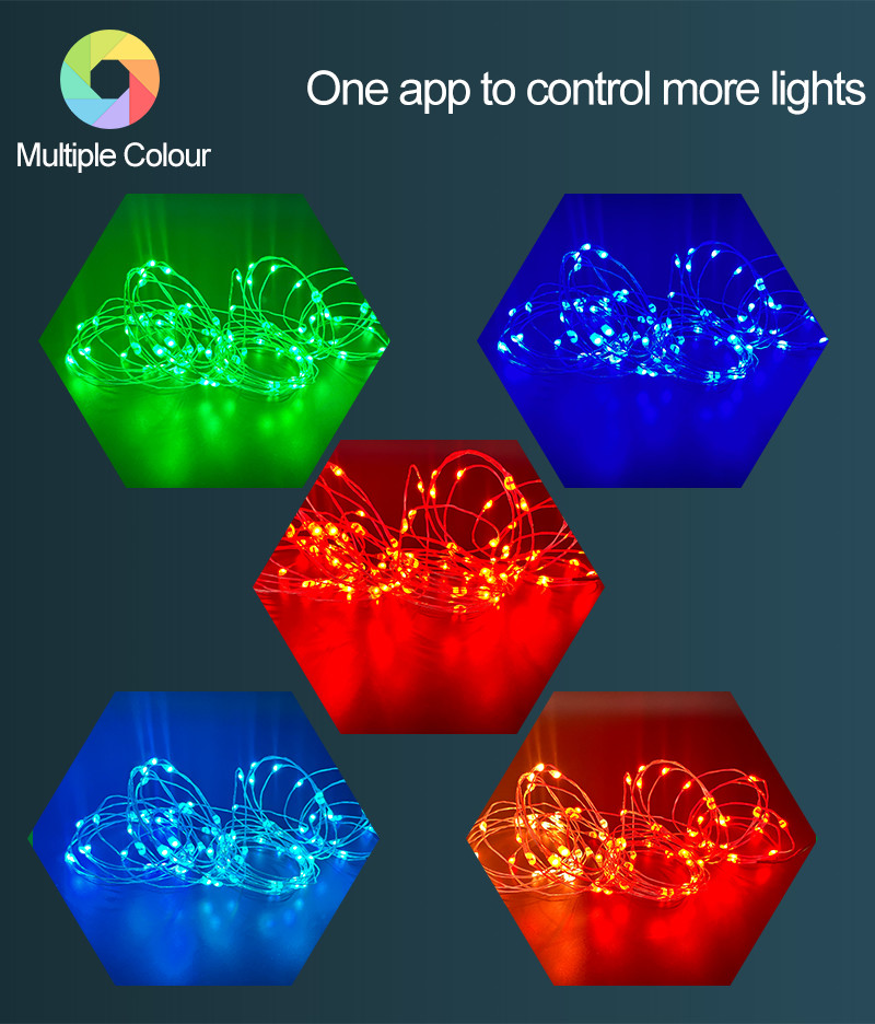 Waterproof Sync Smart Solar Decorative Lights RGB WIFI APP Control LED Copper Wire