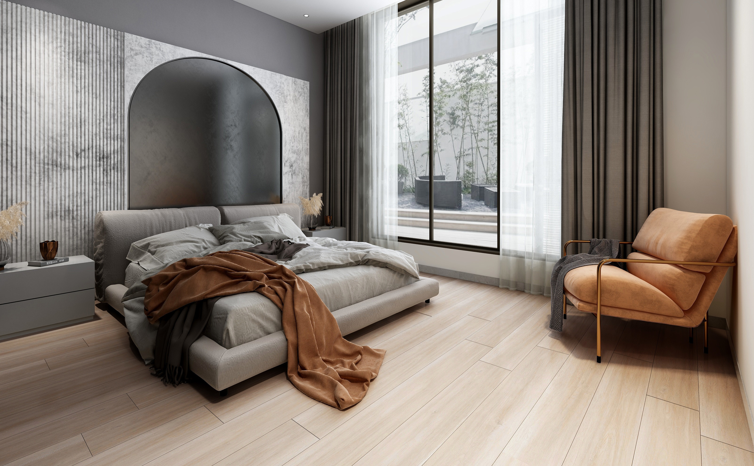 Hickory Light Brown Grey Waterproof Anti Termite Rigid PVC Flooring 5mm DP-W82293-1