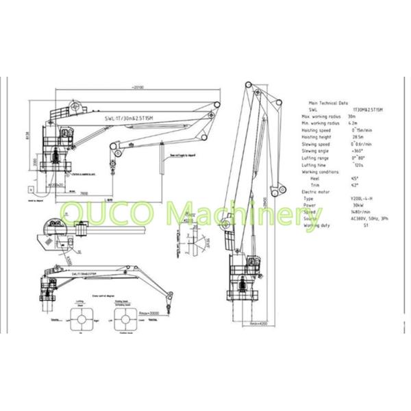 2.5 T Hydraulic Knuckle Crane Compact Design Durable Low Power Consumption