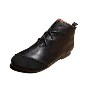 Wholesale S194 Manufacturer Sen simple handmade leather original women's shoes fashion all-match flat-bottom lace-up literary retr from china suppliers