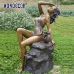 Customized life-size elegant and beautiful women's garden decoration brass