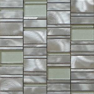 Wholesale Clear glass mix metal mosaic brush finished for bright decoration from china suppliers