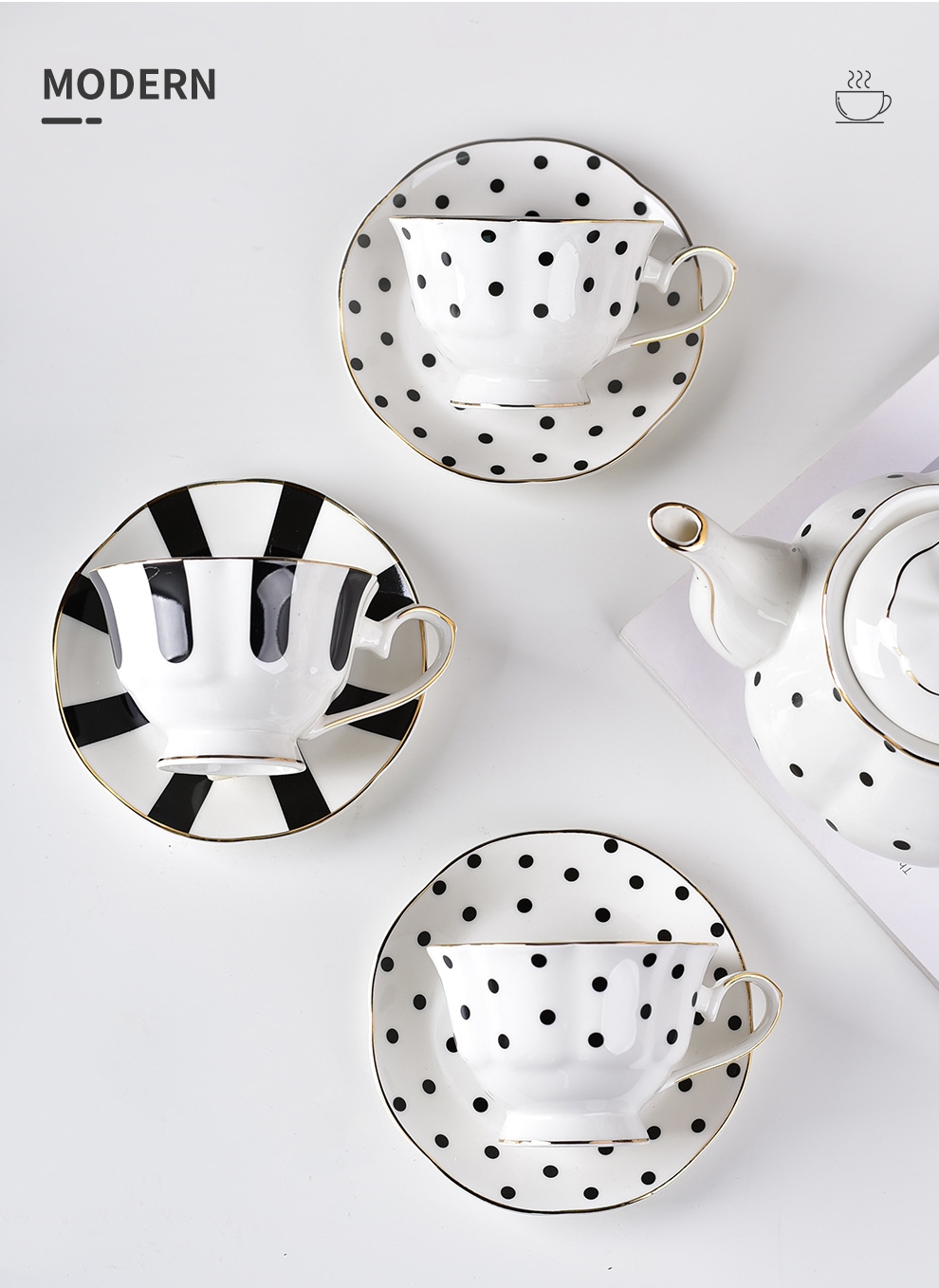 Ceramic Tea Set In European Style Porcelain Teapot Cups And Saucers For Afternoon Tea