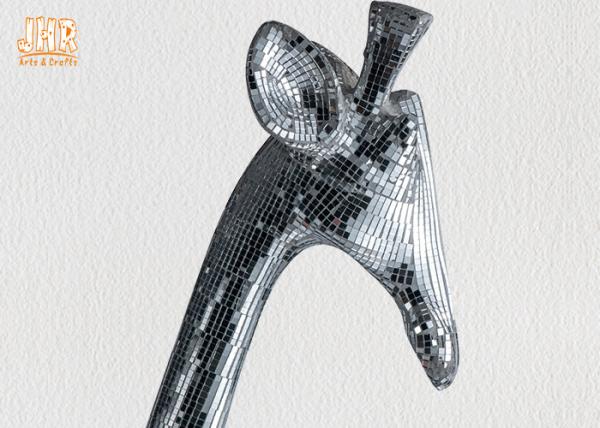 183cm H Silver Mosaic Glass Polyresin Animal Figurines Giraffe Sculpture Floor