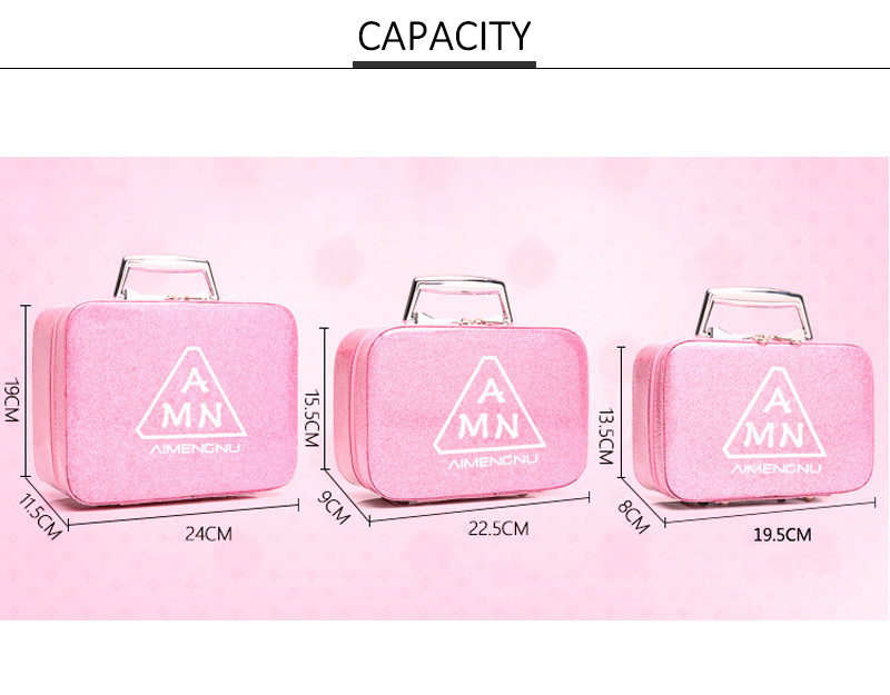 Fashion Large Capacity Women PU Leather Makeup Case