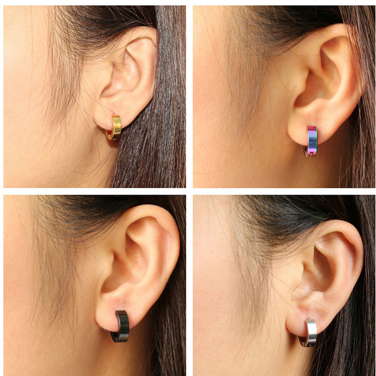 Hot Sale stainless steel earrings women black hoop earrings for girl or boy wholesale