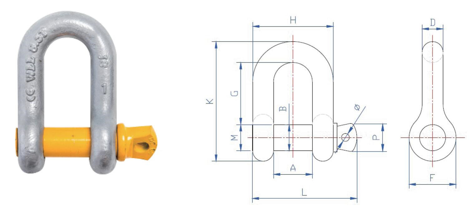 WLL 8.5 Tonne Wide Body Shackles , 1 Inch Screw Pin D Shackle