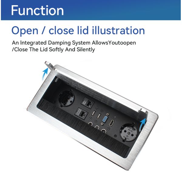 Alloy Faceplate Recessed Flip Up Outlet Power Socket Plug Silent Damping