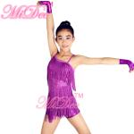Latin Dance Competition Costumes Sequined Bodice Sensational One Shoulder Fringe