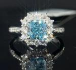 Blue Lab Grown Diamond Rings 1.29ct Cushion Cut Synthetic Diamond Gift Ring For