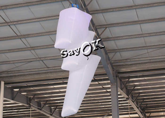 2m 6.6ft White Led Inflatable Lightning Model For Pub Music Event Decoration