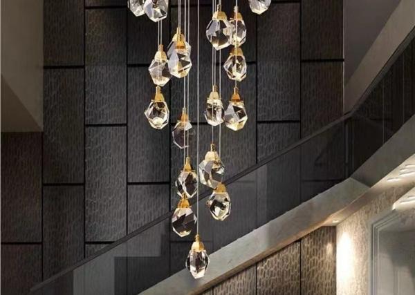 Large Crystal LED Chandelier Luxury K9 Diamond Crystal Hanging Light Living Room