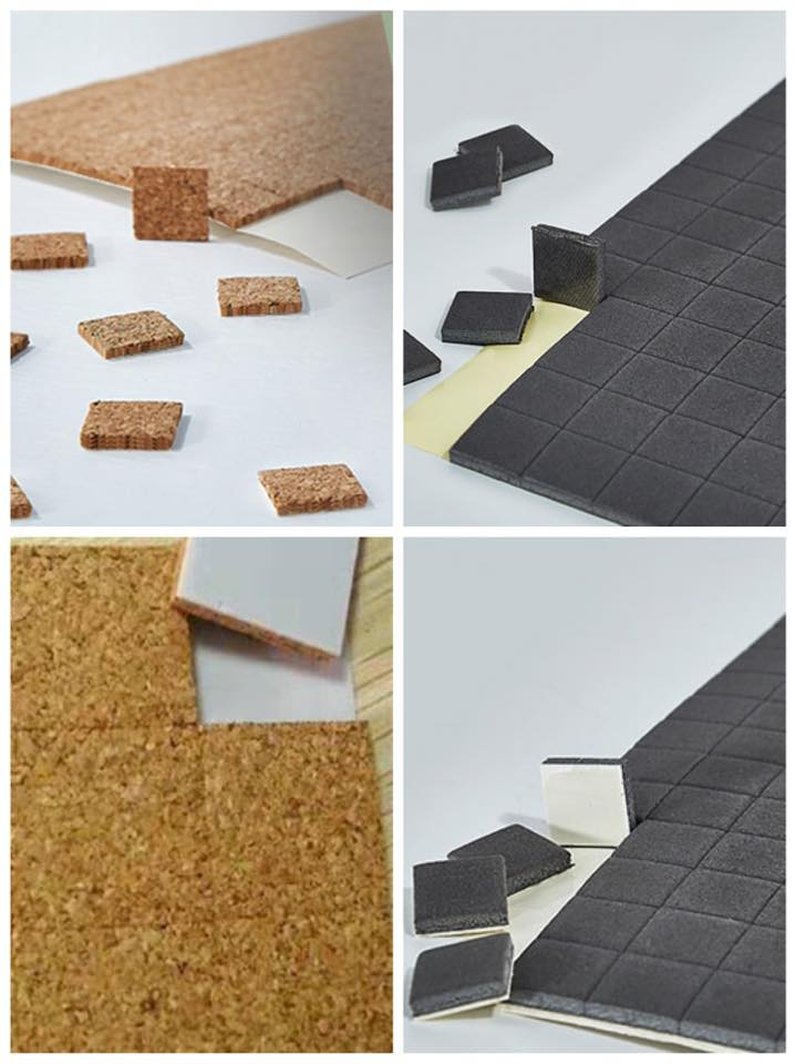 cork pads with cling foam for glass