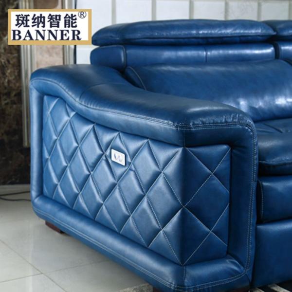 BN Multifunctional Sofa Modern Minimalist L Shape Combination with Top Layer Cowhide and USB Interface Electric Recliner