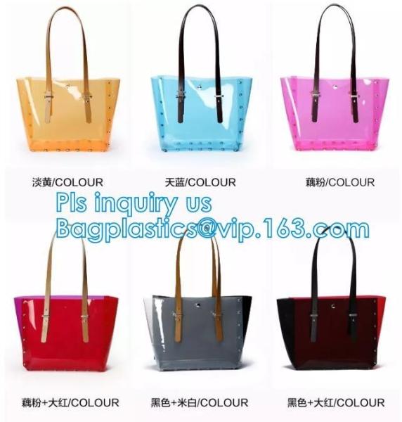 PVC Shopping Bag Security Work Tote Shoulder Bag Womens Handbag, pvc transparent
