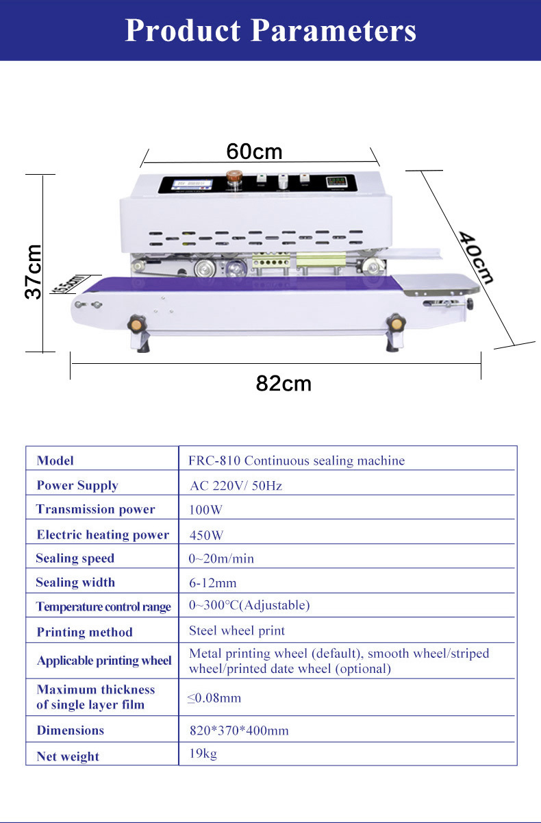 CSM-810 Continuous Band Sealer Expiry Date Coding Inkjet Coder