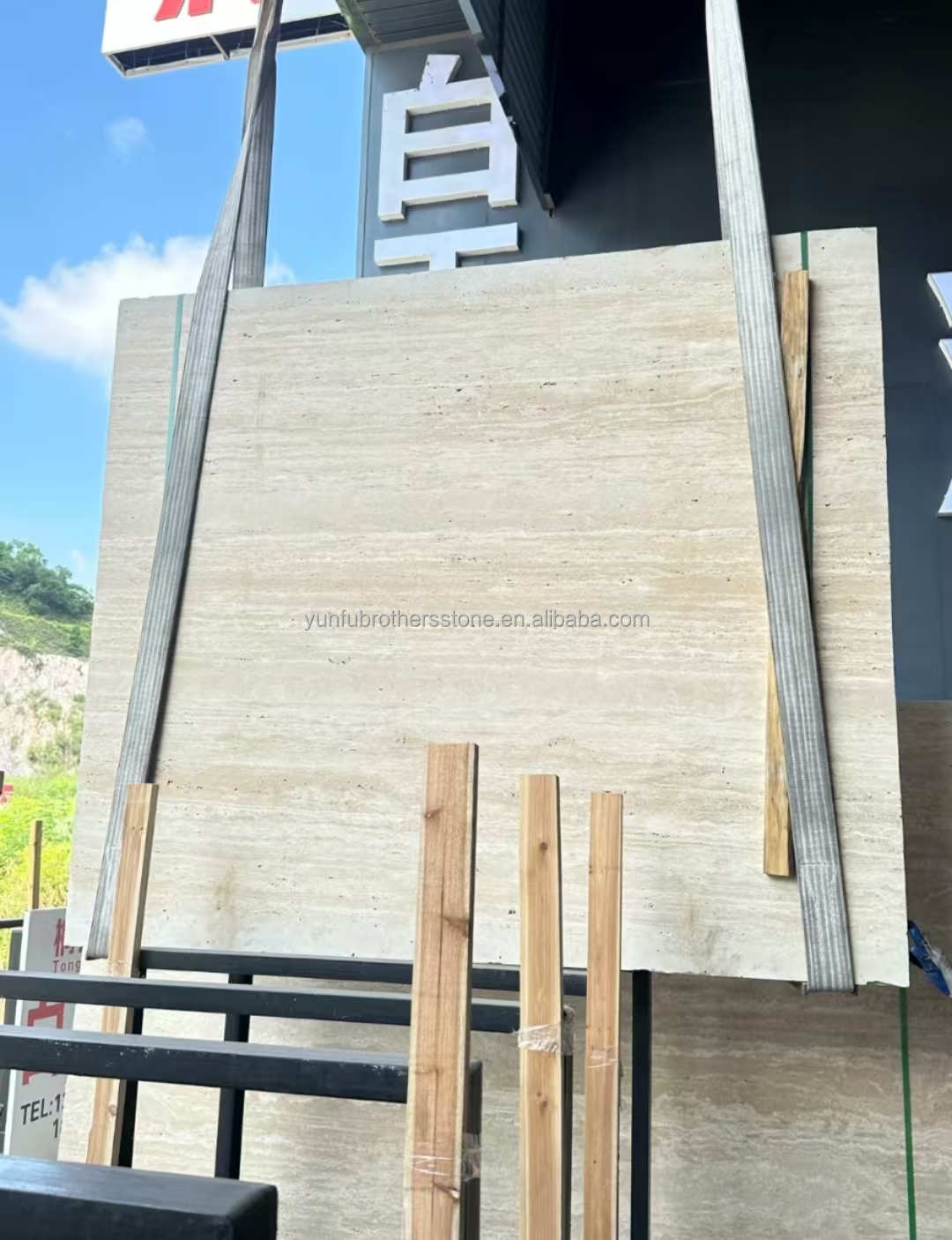 Marble Travertine Stone Big Slab Polished for Modern Hotel Villa Interior Design