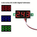 Two-Cable LED Digital Voltmeter Head 0.36-Inch LCD Display DC4.5V-30.0V Range Reverse Connection Electronic Components