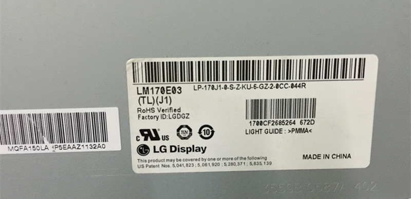 1280x1024 300cd/m2 TFT LCD Module 17.0" LM170E03-TLGD 85/85/75/85 (Typ.)(CR≥10