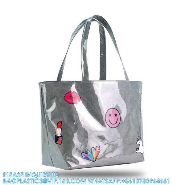 Tyvek Shopping Bag American Style Transparent Clear PVC Printed Logo Shopping