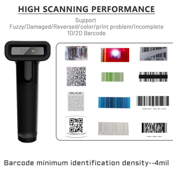 Portable Wireless Qr Code Reader 2D Bar Code Scanners Automatic Manumal Scanning Machine for Alipay Passport Reader