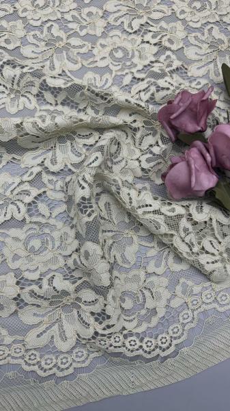 High Quality Floral Golden Material Corded Lace Fabric For Women Dress 140cm