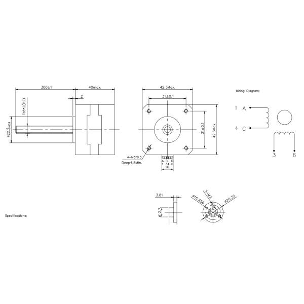 3d printer stepper motor Nema17 42HS40-1704ACL High Torque 4.2kg.Cm TR8*2 for CNC machine