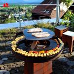 Modern Metal Garden Corten Steel Wood Burning Barbecue Grills Outdoor With Grid