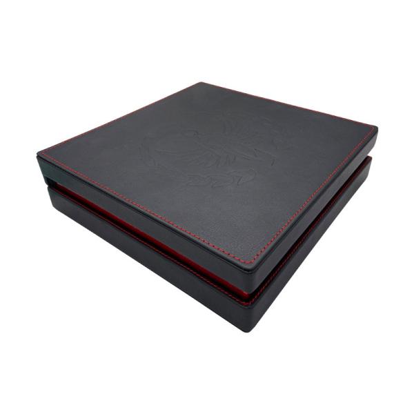 PU Leather One Piece Gift Box Magnetic Packaging Box Black Red Inside Print For