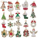 Gold Plated Enamel Christmas Charms For Jewelry Making Earrings Necklace