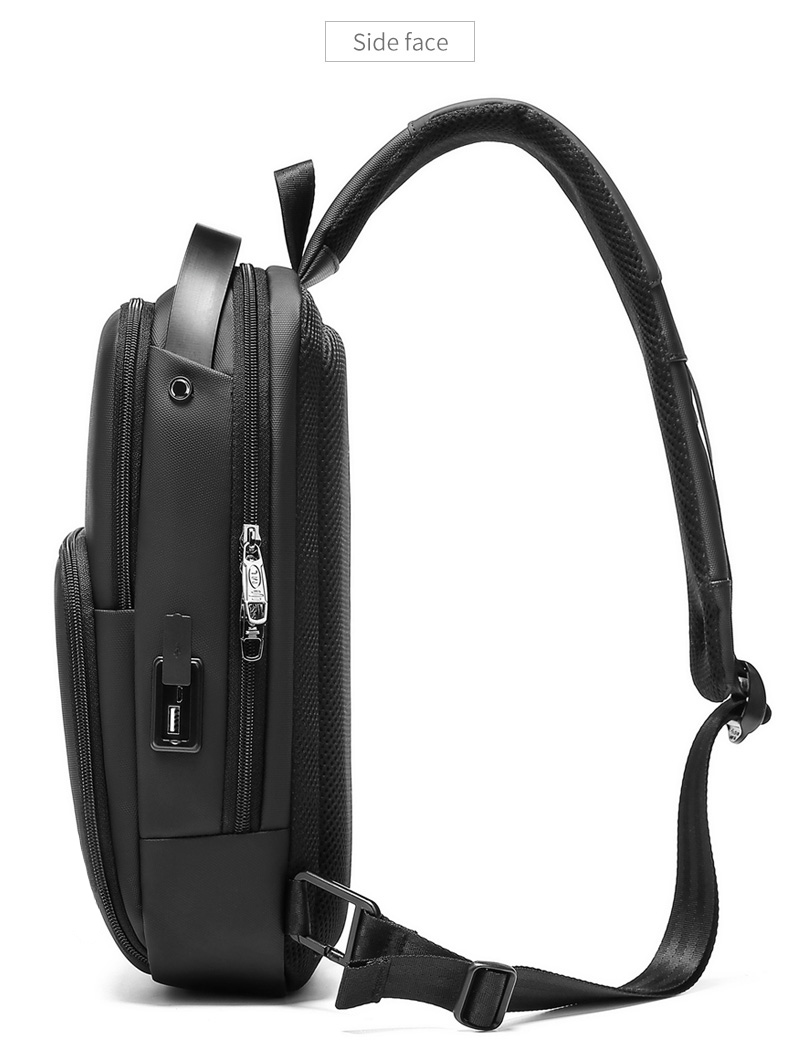Solid Color Outdoor Travel Mens Sling Bag Multi Pocket Design Easy To Carry