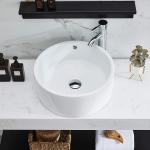 Round White Ceramic Above Counter Bathroom Vessel Sink