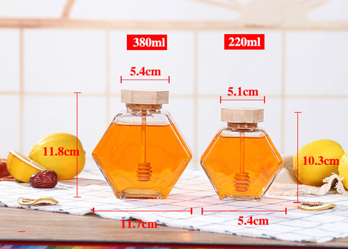 8 Oz Hexagon Honey Jars With Screw Tin Lid Customized Logo Printing