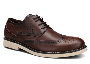 Wholesale Logo Printed Mens Black Leather Derby Shoes Custom Handmade Brown Casual Shoes from china suppliers