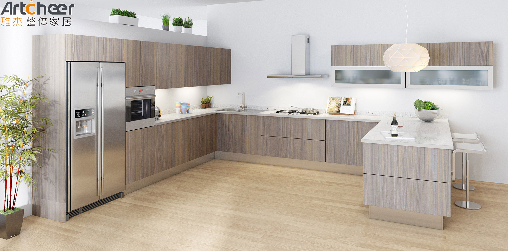 Laminated Kitchen Cabinet Modern Modular Design Ready Assemble U Shape