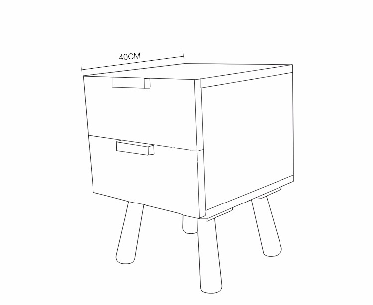 Home Furniture 2 Drawers Oak Night Stand Wooden Bedside Tables