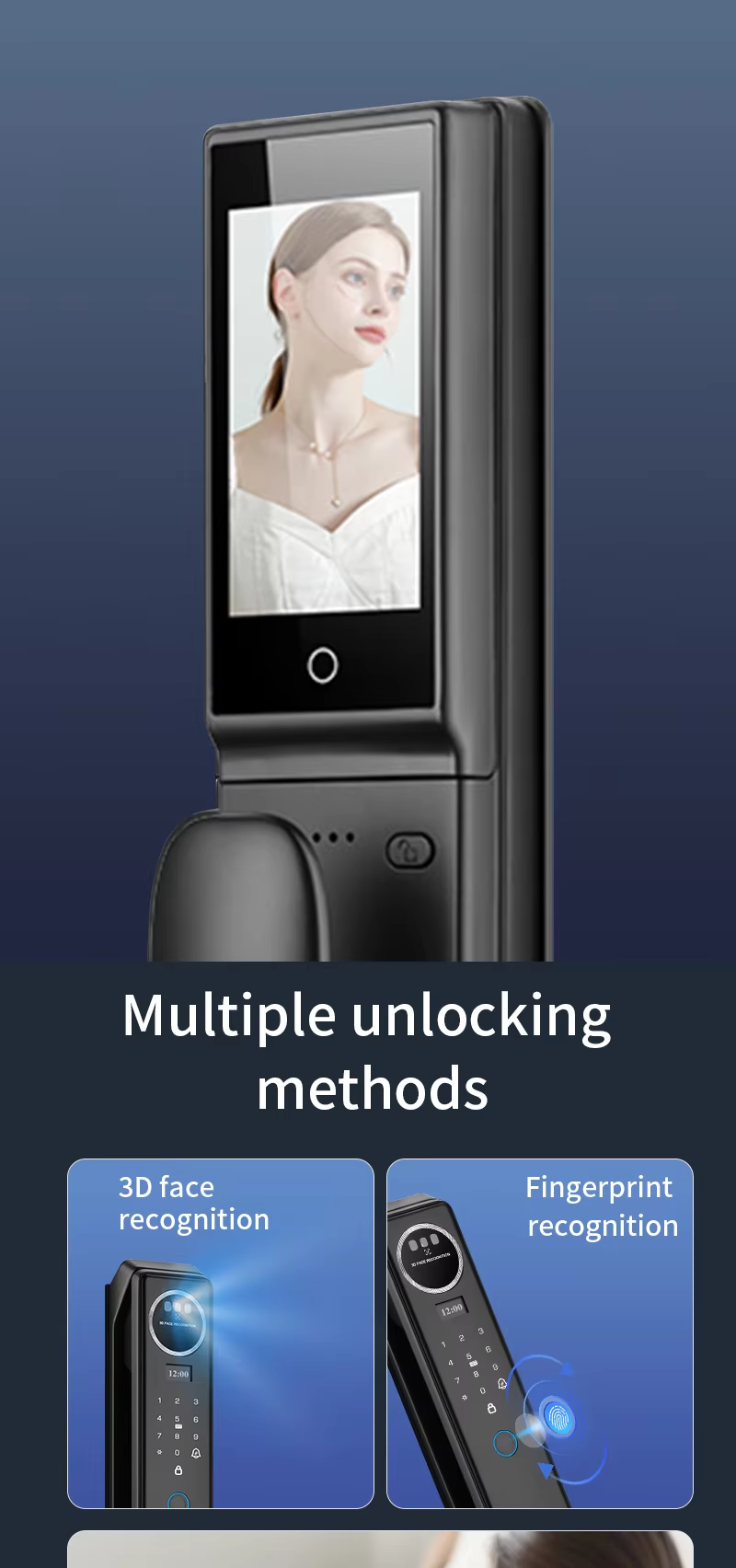 Qleung S959MAX Face Biometric Video Calling Fingerprint Recognition Key Card Tuya App Fully Automatic Smart Door Lock