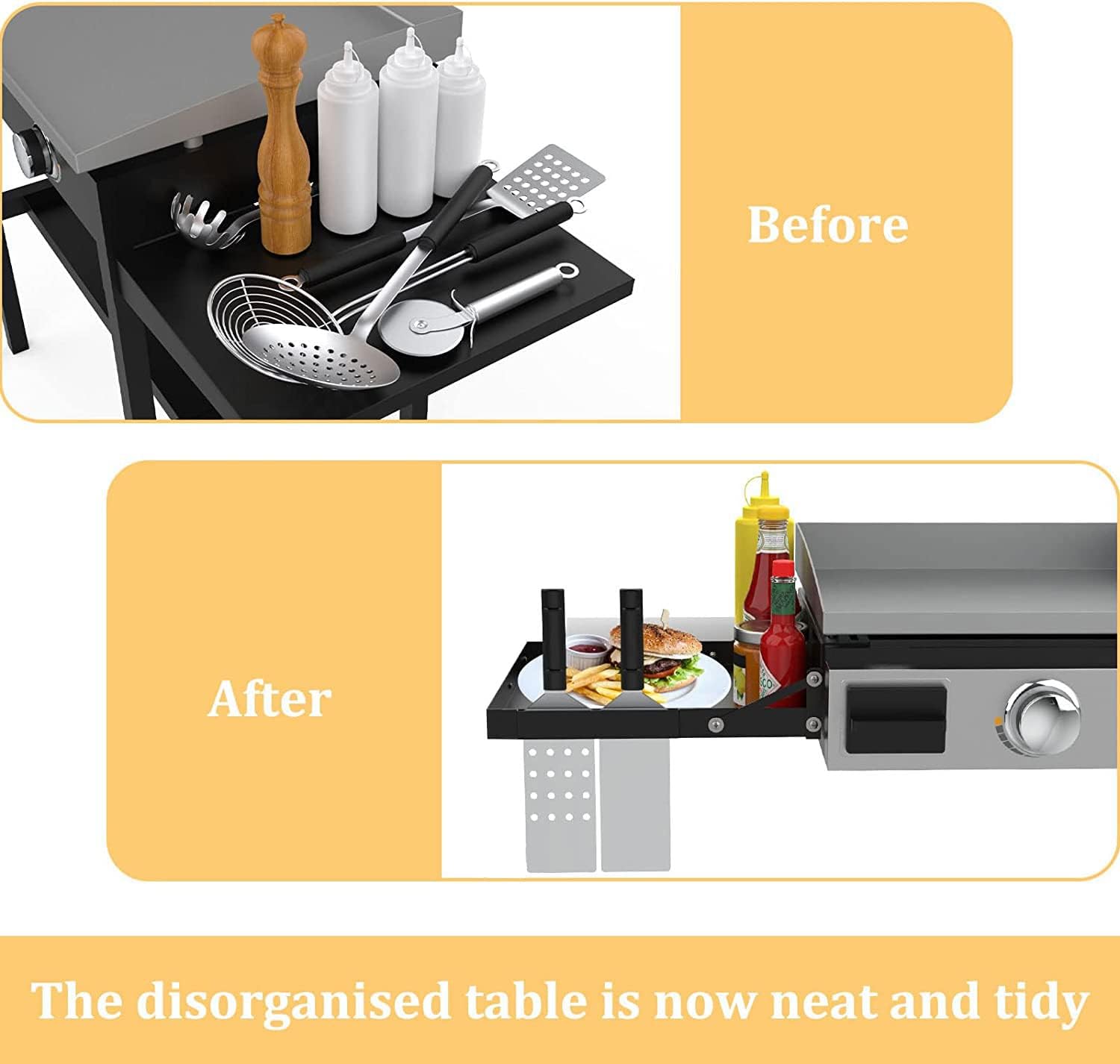 Addition Side Rack Storage Tray with Paper Towel Holder Keep Your Griddle Setup Clean
