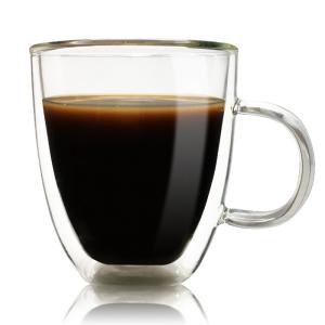 Wholesale Round Christmas Drinking Glasses , Customized Latte Double Layer Glass Cup from china suppliers