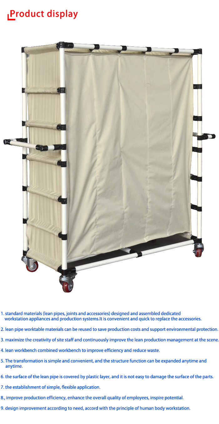 Simple Operation Canvas Lean Trolley / Stainless Steel Storage Trolley