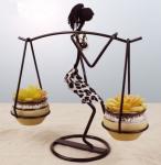 Creative African Girls Flowerpot Holder for Home Decoration