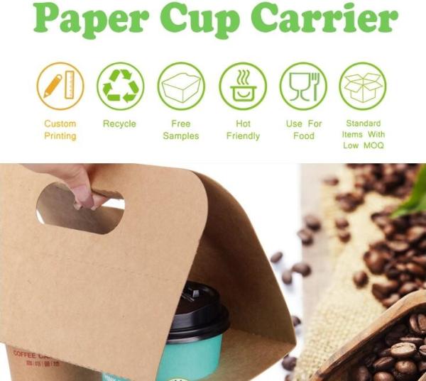 Cardboard paper coffee cup holder carrier,2 pack coffee cup drink paper carriers