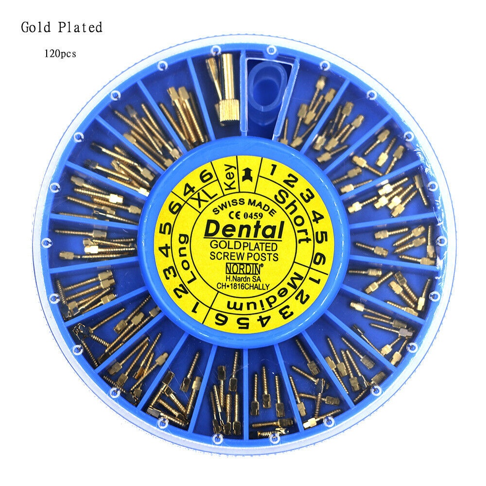 Manual 2024 15pcs/ box Dental Root Canal Pins Post screws Posterior Therapy gold Coated BM1.2 -