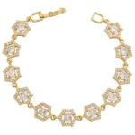 Micro 18k Gold Charm Bracelet Jewelry Zircon Geometric Heart Shaped Diamond
