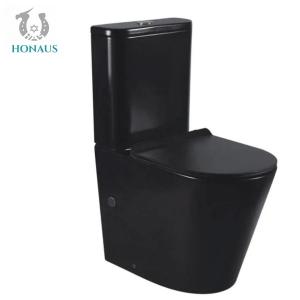 Wholesale Apartments Black Rimless Toilet Wash Down WC Two Piece Commode No Stains from china suppliers