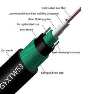 Wholesale Outdoor Direct Burial 2 4 6 12 24 Core Optical Fiber Cable GYXTW53 SM G.657A1 G652D Armored Fiber Optic Cable Price from china suppliers