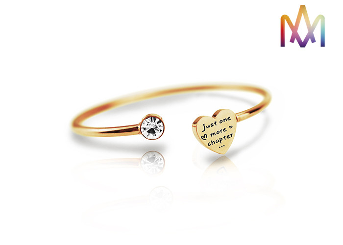 OEM ODM Geometry Heart Open Cuff Bracelets With Stone