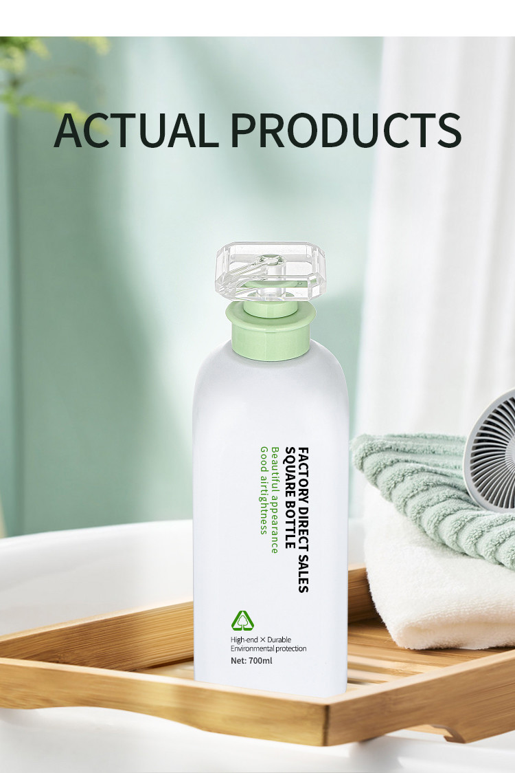 Refillable Custom 300ml 500ml 700ml Green Hair Extension Plastic Body Wash Lotion Shower Gel Bottle